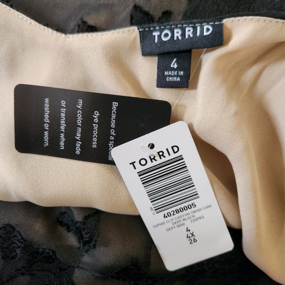 🎉HP🎉 NWT black & tan / nude look floral print Torrid Sophie swing cami 🖤 sz 4 - Picture 6 of 8